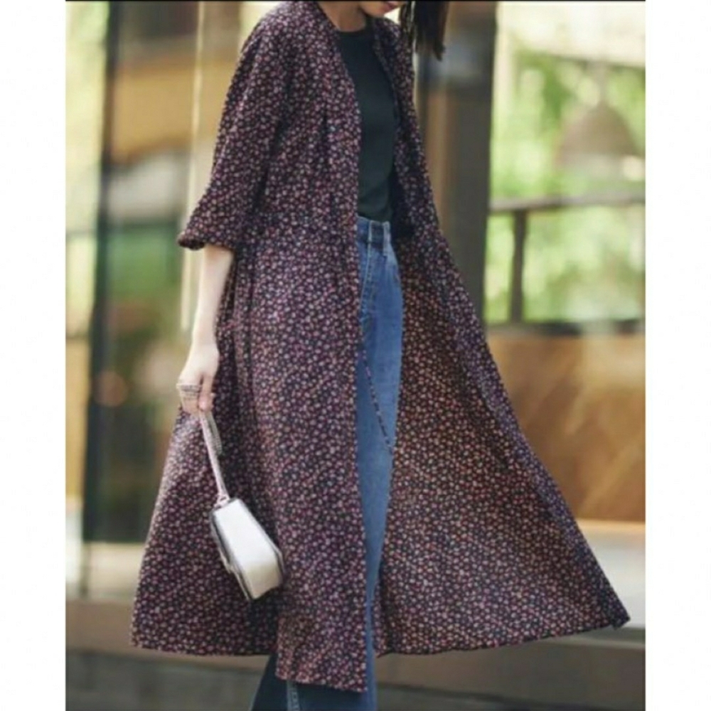 New UNIQLO Floral Midi Long Shirt Dress Sz S